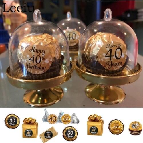 Leeiu 216pcs Gold Black 30th Birthday Sticker Adult Party Cheers 30 Years Birthday Decoration Happy Birthday Seal Label Stickers