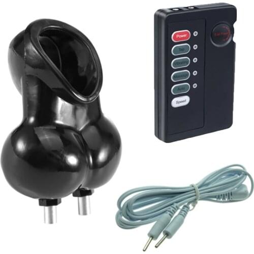 Male Scrotum Bondage Electric Shock Soft Cock Ring Penis Sleeve Cock Ring Adult Game Massager Masturbation Sex Toys for Men