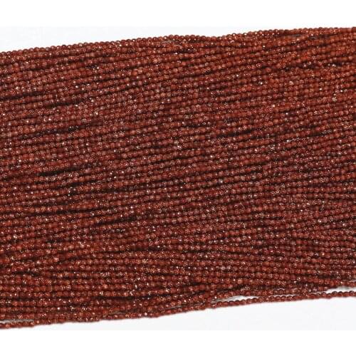 Natural stone gold-color sandstone 2mm 3mm charms round faceted loose beads diy beautiful jewelry making 15" B463