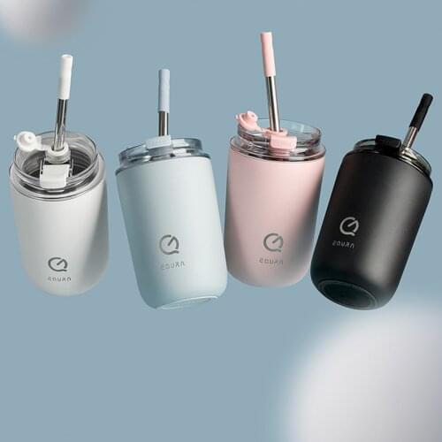 New Mini Water Bottle Home Office Equipment Water Bottle with Straw Cute Coffee Cup Thermos Cup