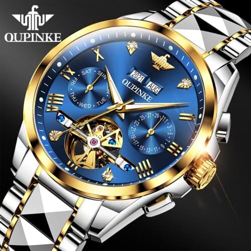OUPINKE 2021 New Luxury Men Mechanical Wristwatch Stainless Steel Watch Top Brand Sapphire Glass Men Watches reloj hombre 3186
