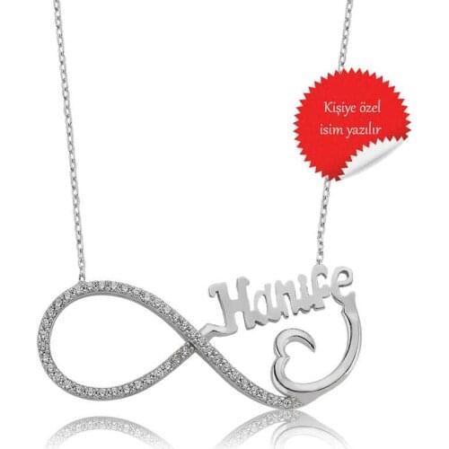 Real Silver 925 Jewelry Silver Named Heart Infinity Necklace
