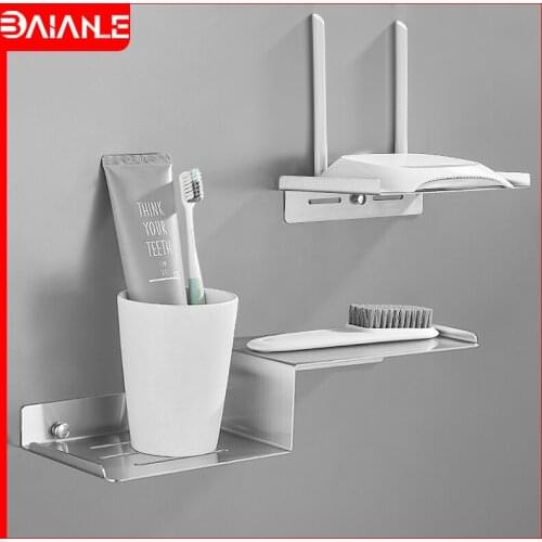 Bathroom Shelf Black Stainless Steel Z-Shaped Bathroom Shelves Shampoo Holder Wall Mounted Shower Caddy Rack Wifi Router Shelf