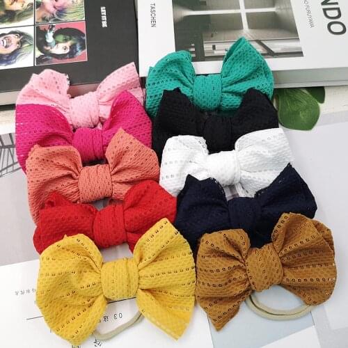 36pc/lot 2019 New Coming 5" Solid Cotton Fabric Bows Nylon Headband Knotted Hair Bow For Children Kids Girls Hair Accessories