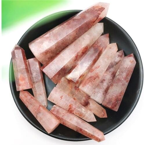 Natural Fire Quartz Crystal Point Tower Terminated Wand Stones Polished Healing Decoration Natural Stones and Minerals