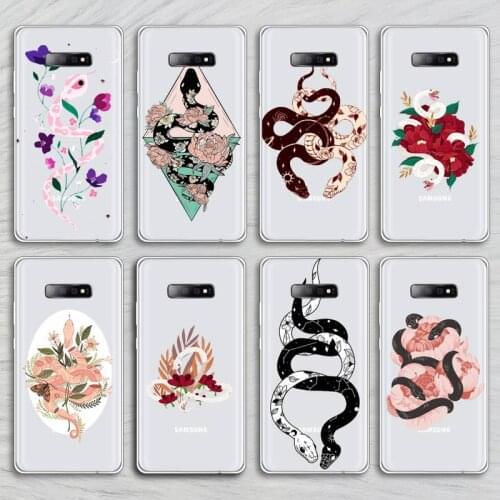 Hand Flower Snake Painting Phone Cases Transparent for Samsung A71 S9 10 20 HUAWEI p30 40 honor 10i 8x xiaomi note 8 Pro 10t 11