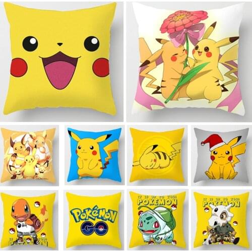 Hot Sale Pokemon Pillow Case Pikachu 45X45 Throw Pillow Seat Cushion Chair Pad Soft Comfortable Car Accessories Wholesale Prices