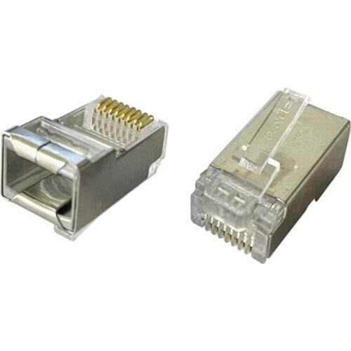 20PCS RJ45 8P8C Connector Metal shielded Ethernet Network Modular Plug FLAT CABLE SOLID WIRE ( 5-554720-5 )FREE SHIPPING