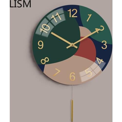 Luxury Modern Design Wall Clocks Home Decor Hanging Art Large Metal Pendulum 3d Wall Clock Silent Living Room Gold Green Watches