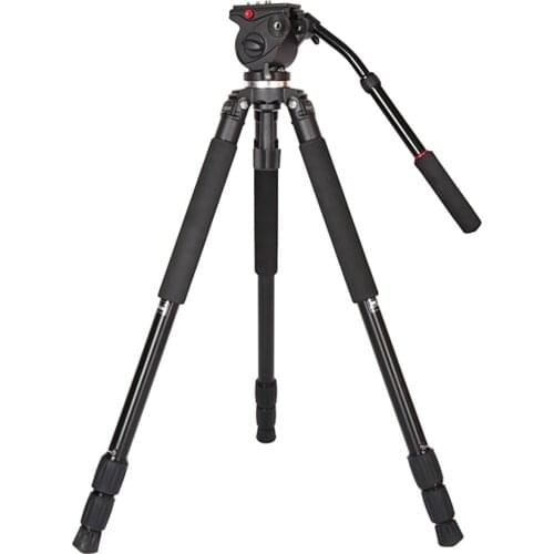 JY0509A Pro Aluminum Tripod with Fluid Drag Head Padded Bag Portable Flexible Tripod For Camera DSLR Cannon Nikon Video Camera