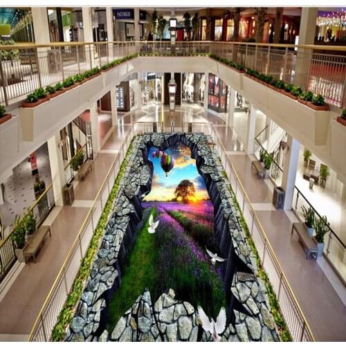Modern Custom 3D floor mural Lavender Manor landscape PVC Wall paper self-adhesive Floor mural