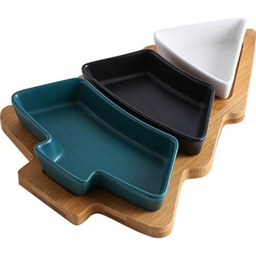 Japanese style fruit platter service plate snacks dried fruit plate creative ceramic plate natural bamboo tray kitchen tableware