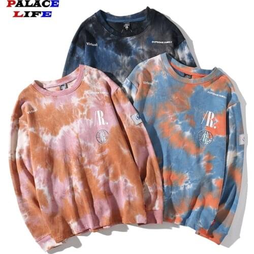 Oversized Mens Hoodies 100% Cotton Tie Dye Gradient Fashion Casual Pullover Unisex Streetwear Couple Sweatshirt Men