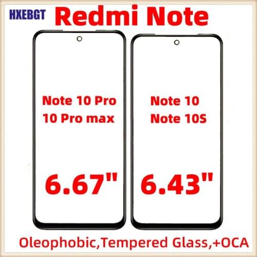 LCD Screen Outer Glass Lens For Xiaomi Redmi Note 10 ,10s, 10 Pro Max Front Panel Temered Glass Lens Tempered Glass Cover Lens