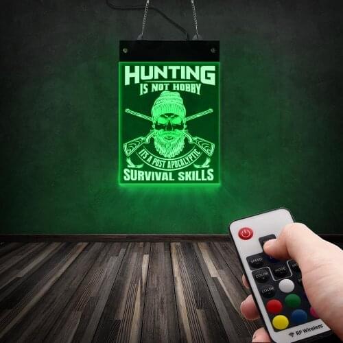 Survival Skills Goose Hunting Saying LED Wall Sign Night Lamp Hunter Man Cave Multi-color Electric Lighted Signs Home Bar Sign