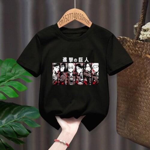 Titans Attack Anime Funny Baby Girl T-shirts Kid Children Manga Gift Present Clothes Black Harajuku Kawaii Tops,Drop Ship
