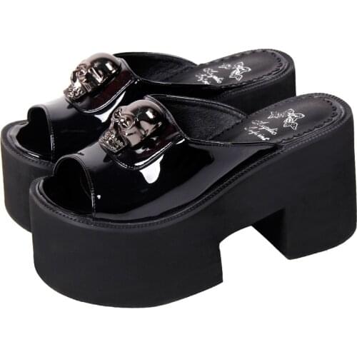 Angelic imprint woman Gothic lolita cosplay punk Skull shoes lady high heels pumps girl princess summer dress party sandals PL
