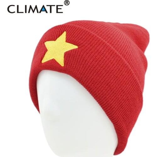 CLIMATE Pentastar Winter Hat Warm Beanie Hat Men Women Star Universe Red HipHop Army Warm Knitted Caps Hat for Men Women