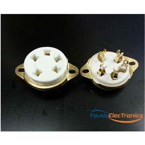 1 PC Gold plated GZC5-2-G 5pin Plated Audio Vacuum Valve Tube socket for 807 FU-7 WE272A