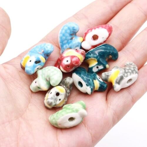 10PCS/Lot Carp shape 6colors Ceramic Beads for Making Jewelry 24*15MM String Bead to handmade DIY Bracelet Wholesale
