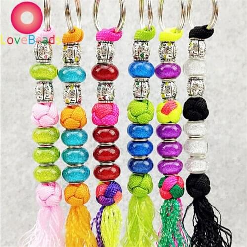 10Pcs New Handmade Color Glitter Murano Big Hole Round Rondelle Spacer Beads Fit Pandora Bracelet Bangle Keychain Charms Jewelry