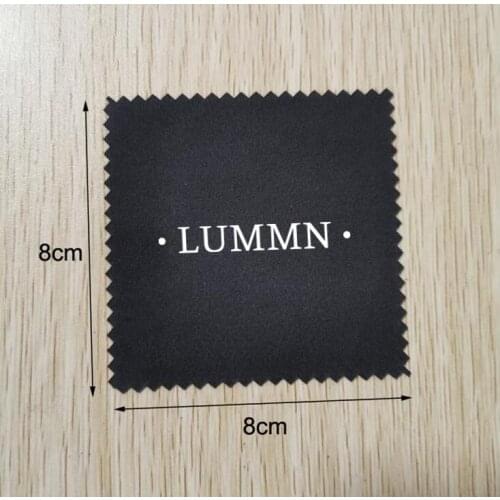Custom Logo 200PCS 8*8cm Silver Polishing Black Jewelry Cloth Printed With White Logo Individually Wrapped
