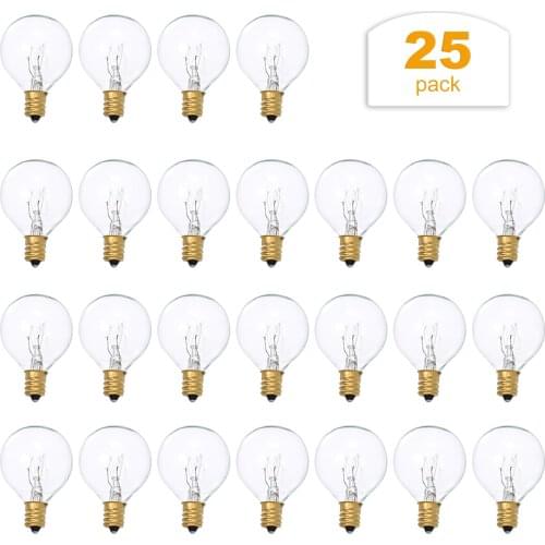 25PCS G40 Light Bulbs E12 BaseTungsten Bulb Lamp 7W 220-240V Clear Globe Light Bulbs for Indoor Outdoor Patio Decor 2200K Lamps