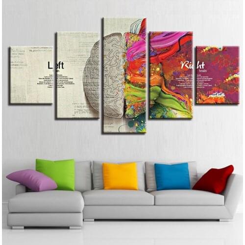 Embelish 5 Pieces Modern Home Decor Wall Art Pictures For Living Room HD Canvas Paintings Abstract Color Brain Frameworks