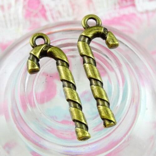 60pcs 27*9.2MM Antique Bronze Plated Walking Stick Charms Funny Comedy Props Alloy Necklaces Pendants DIY Jewelry Accessories