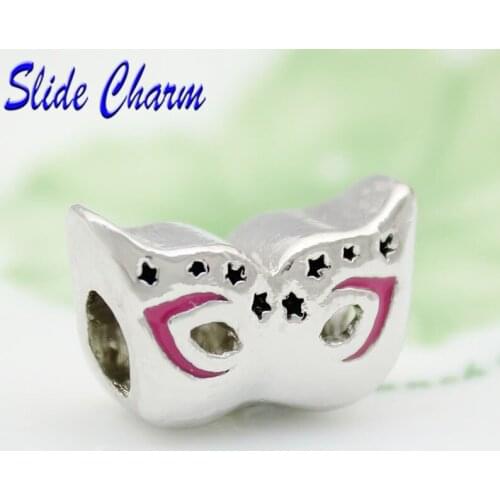 Free shipping European Retro Masquerade mask charm beads fit Pandora bracelet beads for jewelry making