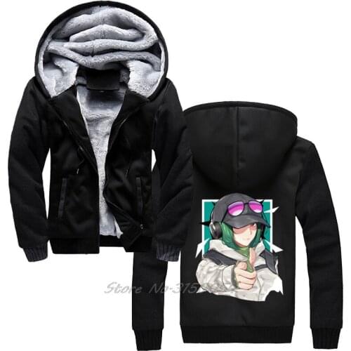 Ela R6S Rainbow Six Siege Men Hoodie Anime Hip Hop Men Winter Thicken Keep Warm Hoodies Sweatshirt Harajuku Streetwear