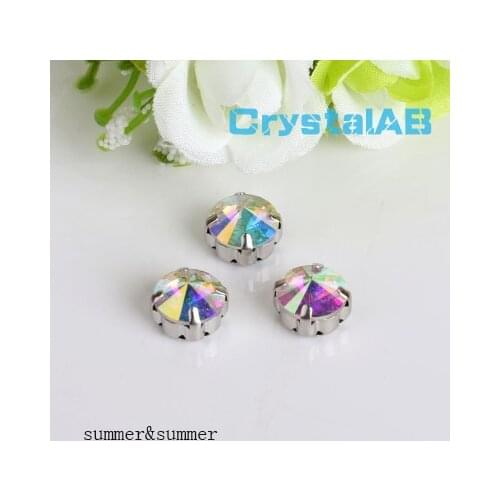 New Best-selling Circular Satellite Crystal AB Crystal Glass Sewing Rhinestones Whith Claw DIY Jeans Woman and Wedding Dresses