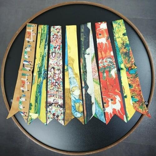 Van Gogh Oil Painting Series Scarf Luxury Womens Silk Scarves Fashion Hair Band Headband Ladies Neck Scarf Shawl G74
