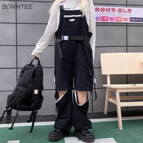 Jumpsuits Women Plus Size 3XL Patch-work Hole Cargo Boyfriend Unisex Harajuku Hip Hop Baggy High Street Teens High-fashion Daily