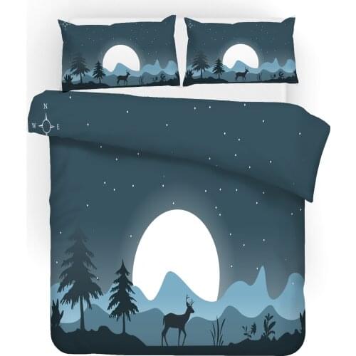 2/3 Piece Natural Scenery Duvet Cover Sets 3D Tree Mountain Sunrise Print Bedding Set Beautiful Landscape Quilt Cover Pillowcase