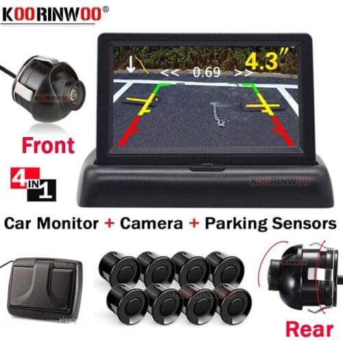 Koorinwoo For Sony CCD 360 Parktronik With Folding Monitor Video Parking Sensors 8 Radar Alart Parking Camera Rear Bumper Sensor