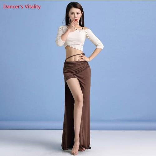 Belly Dance Suit Female Adult Temperament Modal Top Practice Clothes Autumn And Winter Long Skirt Set Performance Clothing