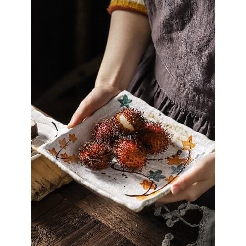 Creative Personality Japanese hand-painted ceramic sushi plate salad dish cold dish snack dish quartet plate tableware