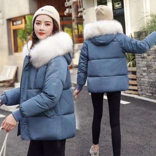 Winter new style women‘s coats white autumn short loose black cotton coats blue fashion thick comfortable warm pink down jackets