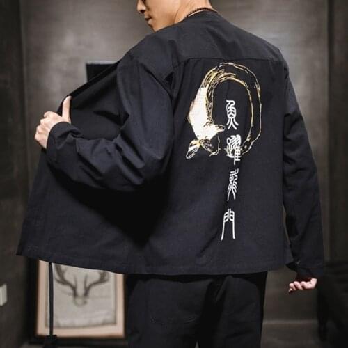 Chinese Style Linen Kimono Cardigan Coat Japanese Kimono Men Jacket Streetwear Mens Kimono Jacket Men Hip Hop 2019 Spring KK3033