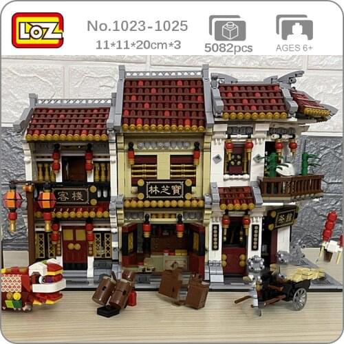 LOZ China Ancient Architecture Chinatown Teahouse Hospital Inn City Street Mini Blocks Bricks Building Toy for Children no box