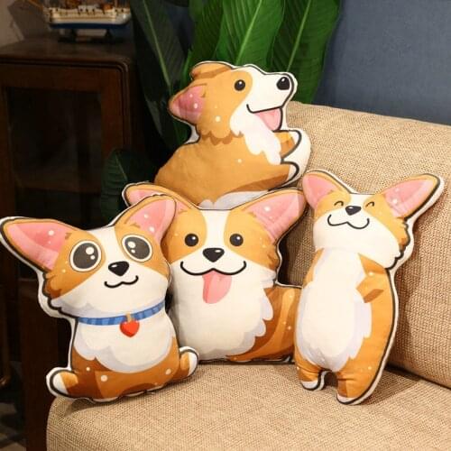 Cute Soft Corgi Plush Toy Baby Kids Appease Sleeping Pillow Doll Animal Stuffed Birthday Gifts for Girls Children