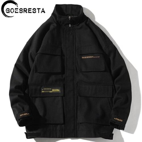 Men Jackets Hip Hop Streetwear Autumn Windbreaker Loose Plain Cargo Coat 2020 Harajuku Fashion Loose Casual Jacket Men M-3XL