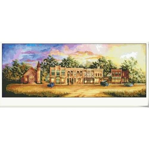 Factory Embroidery Quiet Street in Early Morning Cross Stitch Kits Ireland with 100% Cotton Floss & Free Shipping for Home Decor
