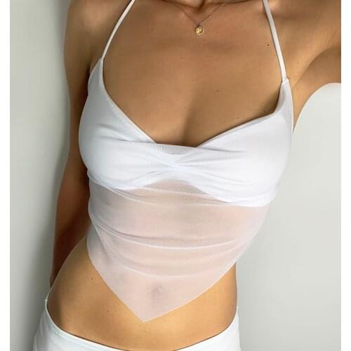 2021 New Women Halter Sexy Camis Crop Tops Summer Ladies Solid Color Tie Up Backless Tank Tops Club Sexy Vest Shirst Female