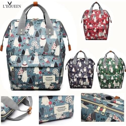[NEW]LEQUEEN Diaper Bag Mini Bear Forest Hand Painted Cartoon Waterproof Nappy Bag Baby Care Travel Backpack Maternity Bag