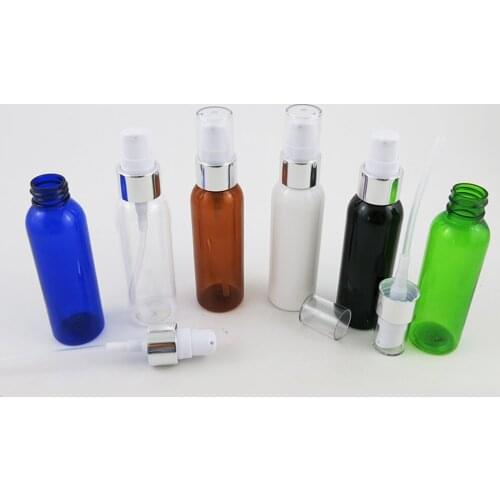 New Perfume Toner Mist Spray Bottle 2oz Plastic Empty Cream Pump Bottle Cosmetic Atomiser Clear Amber Blue Black White Container