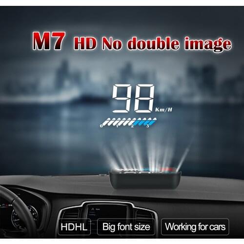 OBD2 GPS Dual System Speedometer Head Up Display Speed RPM Fuel Consumption Driving Time With Alarm Buzz Windshield Projector M7