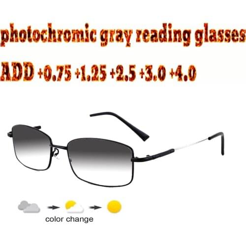 Alloy Frame Ultralight Photochromic Reading Glasses for Business Men Gentlemen Women+1.0 +1.5 +1.75 +2.0 +2.5 +3 +3.5 +4