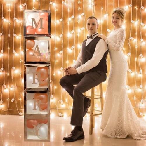 Rose Gold Transparent Letter A-Z Box Custom Baby Name Balloon Box Wedding Baby One Year Old Birthday Party Decoration